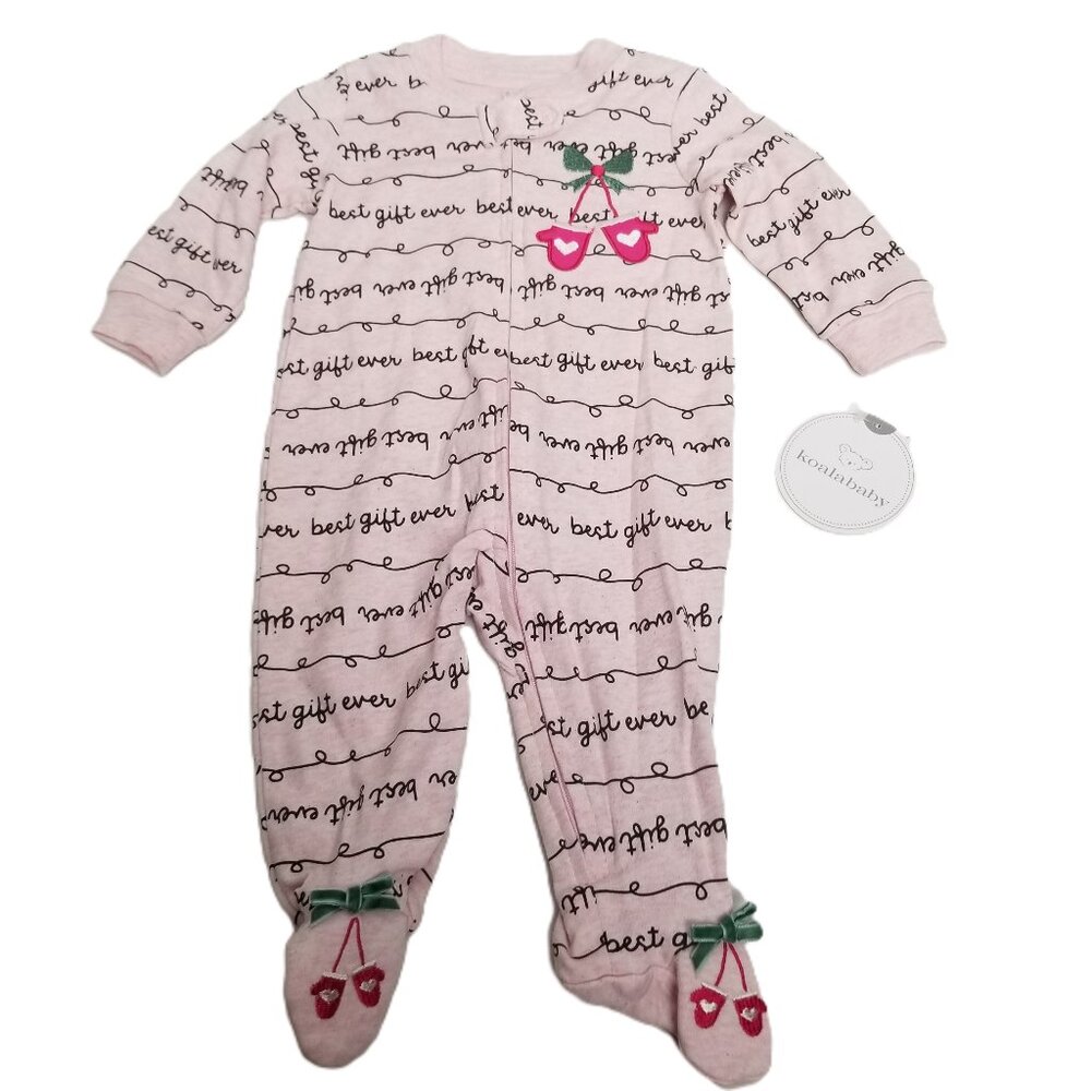 Koala Baby Footed Sleeper 3-6M NWT Pink Cherry Best Gift Ever Zip Pajamas